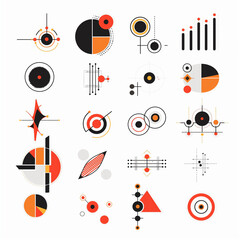 Obraz premium Abstract Geometric Data: An artistic display of abstract geometric shapes representing complex data and information, showcasing a modern, graphic, and dynamic presentation style.