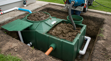 Septic Tank Maintenance in Backyard