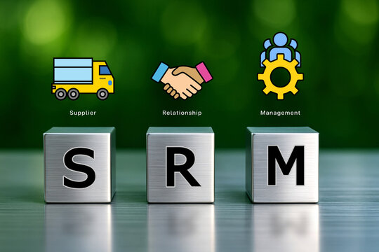 SRM icon concept  , supplier  relationship  management, agreement, system, process