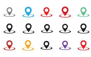 Map pin set different color vector