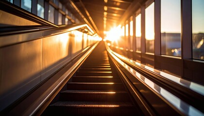 Fototapeta premium Escalator to Sunset: Urban Transportation