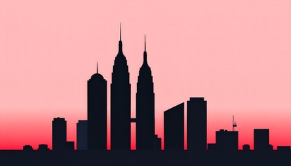 Obraz premium NYC Skyline Silhouette - Retro Pink Sunset