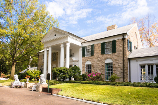 Memphis, TN - USA: Exterior view of Graceland on sunny spring day