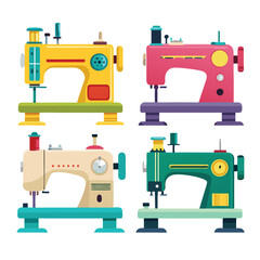 sewing machine set isolated on white background