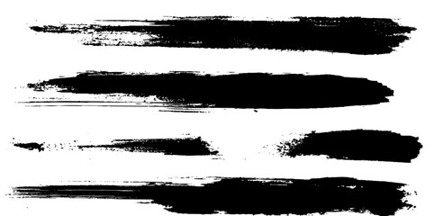 Painted grunge stripes set. Black labels, background, paint texture. Brush strokes vector. Handmade design elements