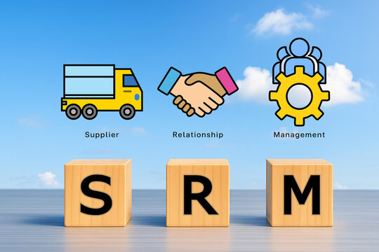 SRM icon concept  , supplier  relationship  management, agreement, system, process