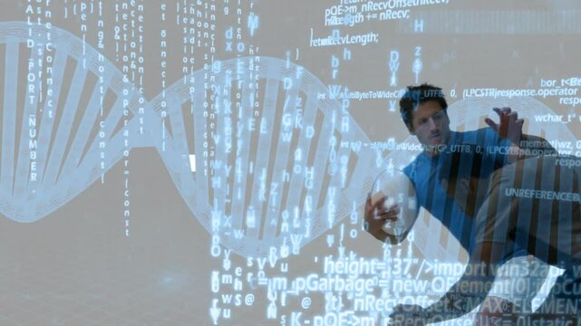 man edging forward after DNA helix pulse, opponent tackling him in sports technology - Powered by Adobe