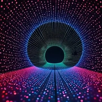 psychedelic animated background with vintage dots and tunnel illusion in vector 2D style high quality 4K

