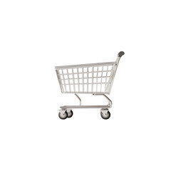 Minimalist 3D shopping cart icon isolated for retail and ecommerce design

