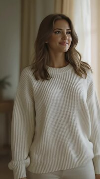 Woman embracing no bra day in a natural setting vertical video highlighting body positivity and confidence