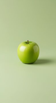 Naklejki  one apple on a pastel background with an unusual yet beautiful camera angle natural lighting clean background without stylized text for aesthetic trending poster or website use
