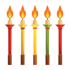 torch set isolated on white background
