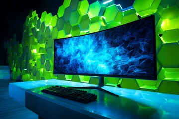 "Digital Comfort Zone: Interior Decor with High-End PC Setup"

"Smart Space Design: Computer-Focused Interior Background"

"Minimalist Office Setup with High-Tech Computer Aesthetic"