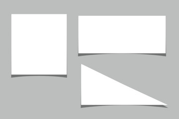 Curved drop shadow blank white paper shapes with subtle shadows, perfect for any design, office, or web template.