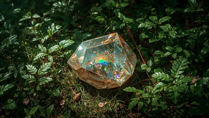 Radiant Precious Stone on Lush Forest Floor