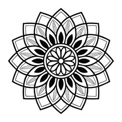 Intricate Black and White Mandala Vector | Symmetrical Decorative Art Design
