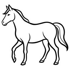 Horse line art icon on white background.
