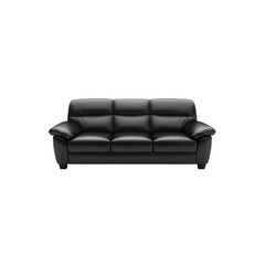 3D render of a modern black leather sofa on a clean white background


