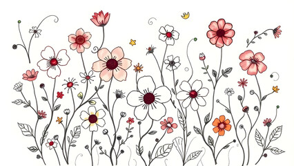Elegant Watercolor Flower Meadow Illustration