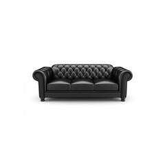 A black leather sofa isolated on a white background in high detail

