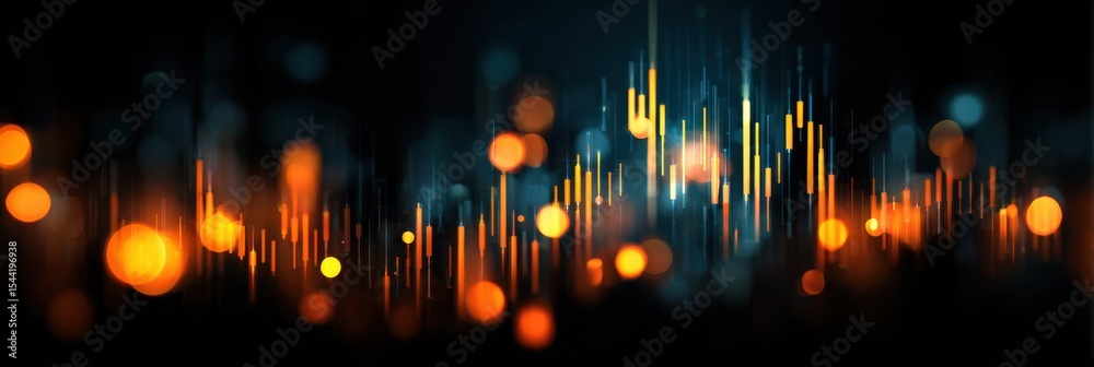 Leinwandbilder Dynamic Abstract Stock Market Lines Over a Dark Gradient Background With Glowing Dots Representing Financial Trends and Data Analysis