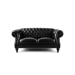 A black leather sofa isolated on a white background in high detail

