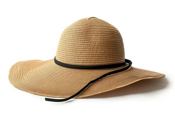 Wide Brimmed Light Female Hat Isolated on White Background Female Headdress High Quality Photo