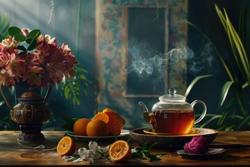 Detailed Visual  of Decorative Tea Still Life