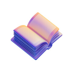 3D icon of an open book with a purple and orange color scheme

