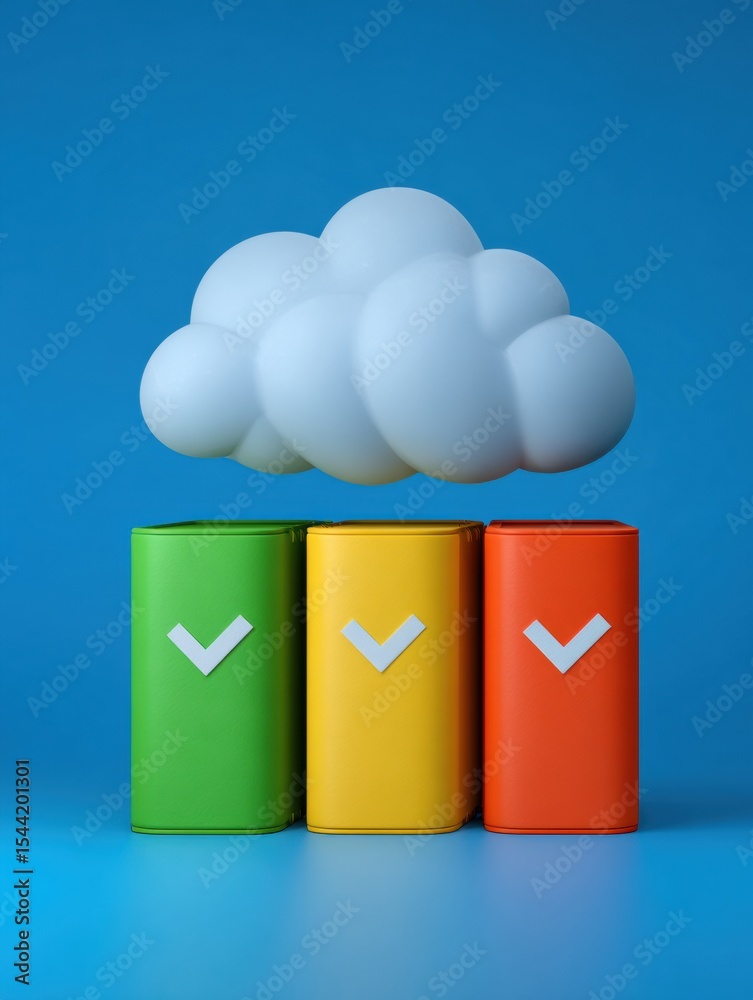 Poster cloud storage safety checklist in a vibrant setting highlighting essential security measures for dig