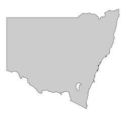 Gray Flat Map of New South Wales &ndash; Vector Silhouette of Australia Region