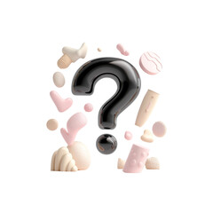 Stylish 3D question mark icon in black, pink, and beige tones

