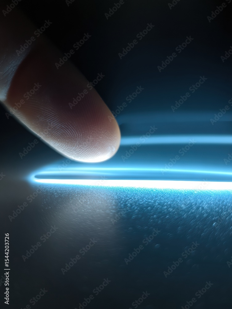 Poster Digital Scratch Card Illuminated by a Finger Swipe Showcasing a Vibrant Glow at the Bottom Third of the Screen