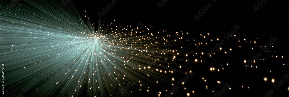 Poster Starburst Effect Expanding Dramatically From the Corner, Creating a Vibrant Display of Light and Movement in a Dark Background