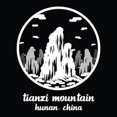 Circle Icon Tianzi Mountain. Vector illustration