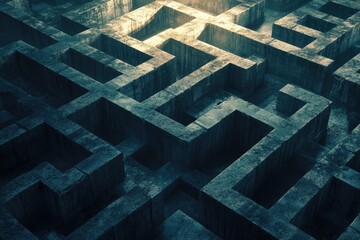 Vibrant Image of Illustration Cocrete Labyrinth,Complex Problem Solving Concept