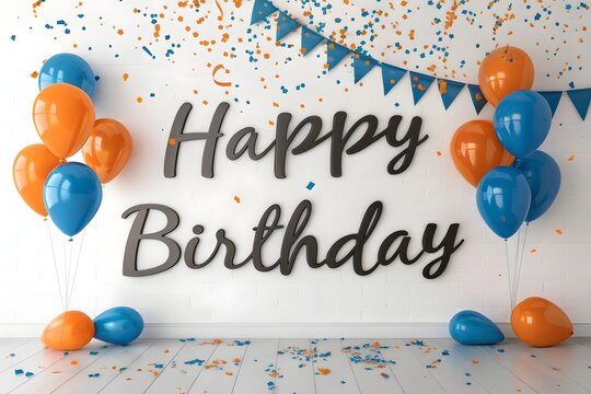 happy birthday card with balloons - Powered by Adobe