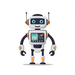 Fototapeta premium Friendly Cartoon Robot with Data Screen