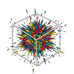 Abstract Cube Exploding into Colorful Triangles