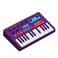 Fototapeta premium Isometric Pixel Art Synthesizer Keyboard