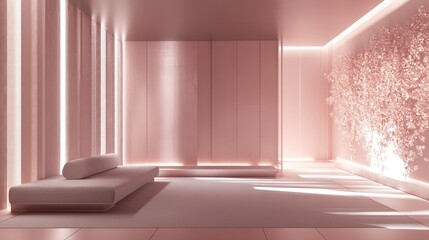 Serene Pink Minimalist Interior Design