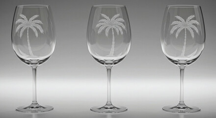 Buy engraved palm tree wine glasses set of three perfect for beach themed home decor or coastal wedding gift