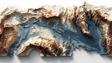 State border of Egypt shown as a colorful 3D elevation model featuring Nile basin, Red Sea coast, and rugged relief; located in Northeast Africa; great for science, education, or travel materials.
