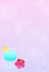 ハイビスカスとカクテルの背景〈ハガキ〉　C