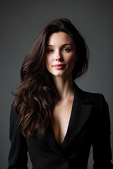 Confident Young Woman in Black Blazer Portrait