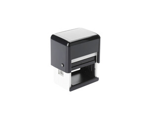 Compact Black and White SelfInking Rubber Stamp with Smooth Surface.