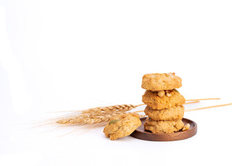 Delicious snack cookies, bakery dessert, isolated on white background.