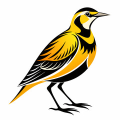 Obraz premium Eastern Meadowlark silhouette vector black on white background