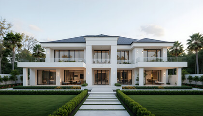 House design concept, house concept, villa, elegant house exterior in white