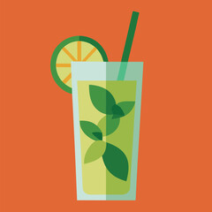 green cocktail with lime vector